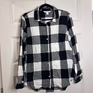 Black and White Plaid Flannel | Old Navy | Size Large